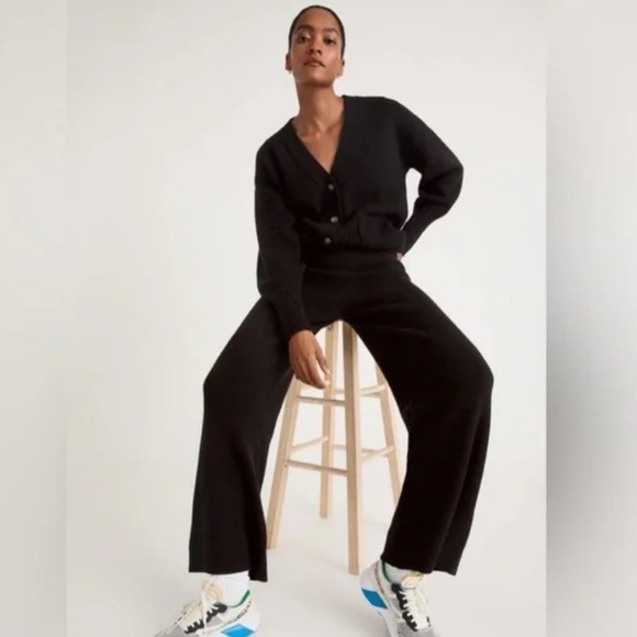 Wesley by Bandier Cashmere Pants Wide Leg Ribbed Cozy Size Small - Picture 3 of 10